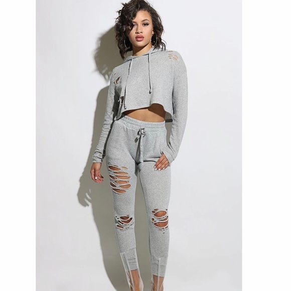 distressed jogger set